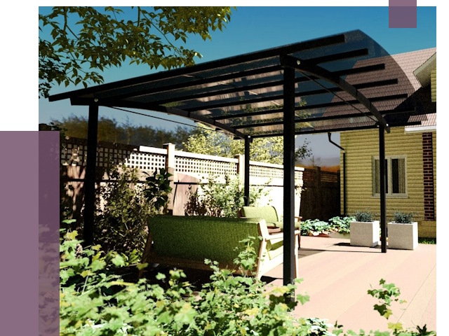 Навесы для террасы в Соколе от 13284 руб. под ключ | ПРОЛЁТ-Скл