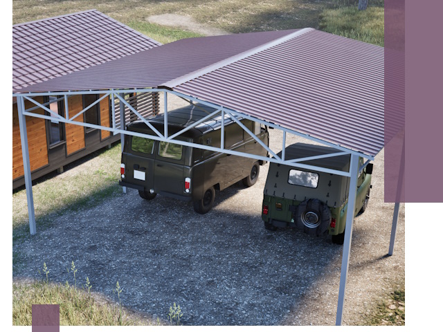 Двускатные навесы под ключ в Соколе — изготовление и монтаж